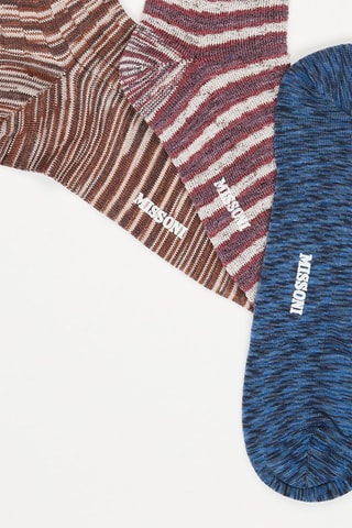 3 paires de chaussettes en laine Marron, rouge et bleu