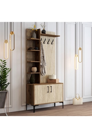 Meuble d'entrée 2 portes Viyana D - 90 x 200 x 35 cm