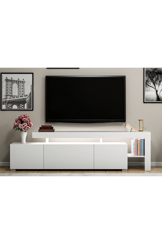 Meuble TV 2 portes et abattant - 192 x 53 x 37 cm