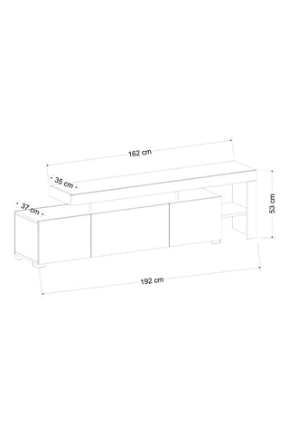 Meuble TV 2 portes et abattant - 192 x 53 x 37 cm