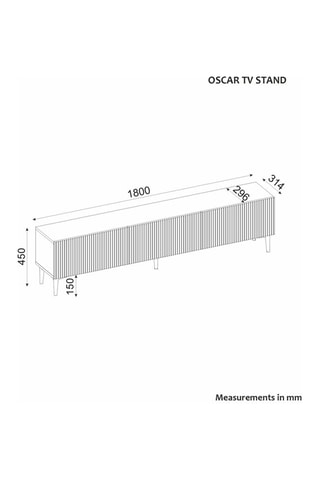 Meuble TV 3 abattants Oscar - 180 x 45 x 31,4 cm