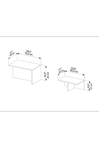 2 tables gigognes Twins - 72 x 45 x 42 et 60 x 35 x 27 cm