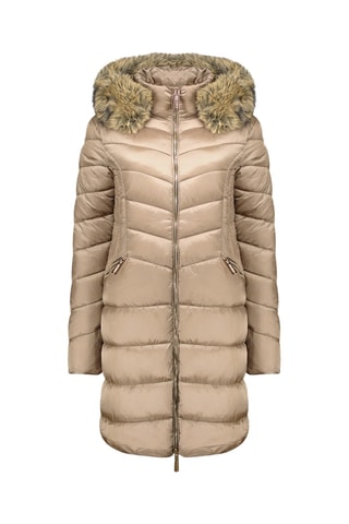 Lange Gewatteerde Jas Bololitaeak - Taupe en Beige