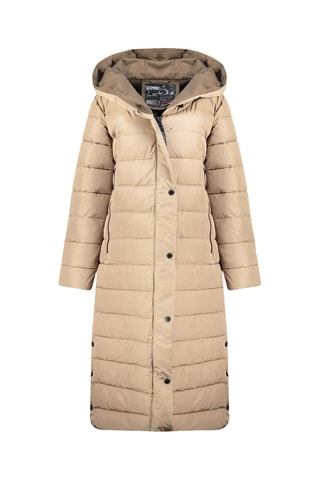 Lange Gewatteerde Jas met Capuchon Constanceak - Beige
