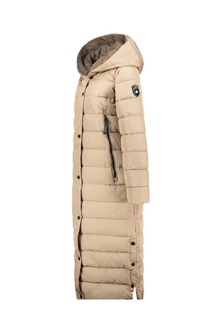 Lange Gewatteerde Jas met Capuchon Constanceak - Beige