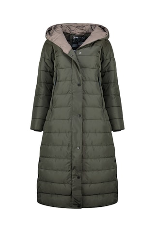 Lange Gewatteerde Jas met Capuchon Constanceak - Kaki