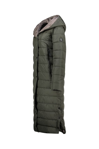 Lange Gewatteerde Jas met Capuchon Constanceak - Kaki