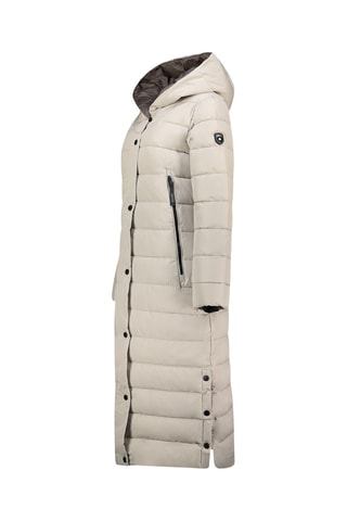 Lange Gewatteerde Jas met Capuchon Constanceak - Lichtgrijs