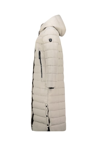 Lange Gewatteerde Jas met Capuchon Constanceak - Lichtgrijs