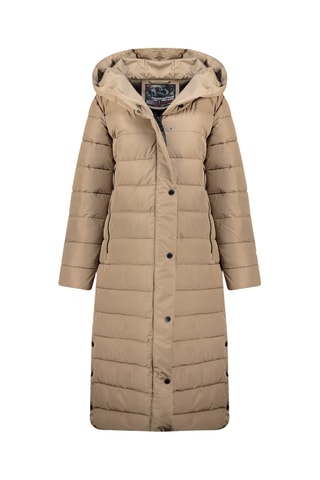 Lange Gewatteerde Jas met Capuchon Constanceak - Taupe