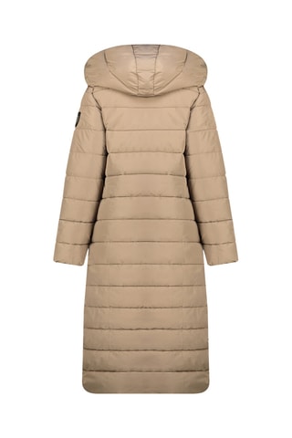 Lange Gewatteerde Jas met Capuchon Constanceak - Taupe