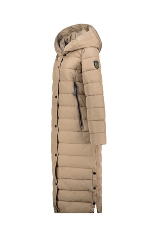 Lange Gewatteerde Jas met Capuchon Constanceak - Taupe