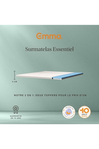 Surmatelas Second Life Emma Classic Flip reconditionné - Epaisseur 5 cm