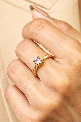 Ring Aspen - Roestvrij Staal & Roze Zirkonia