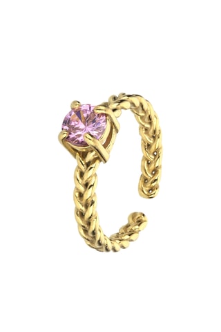 Ring Aspen - Roestvrij Staal & Roze Zirkonia