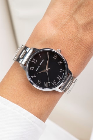 Stalen Quartz Horloge met Diamant - Monica Monaco