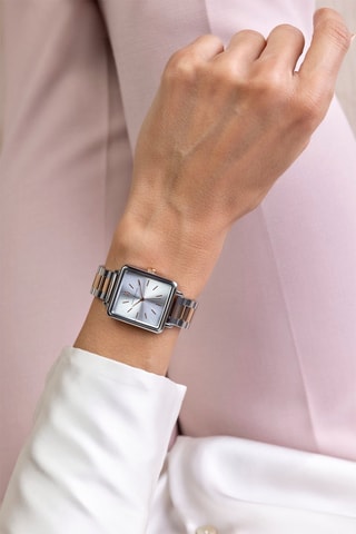 Stalen Quartz Horloge - Zilverkleurig en Roségoudkleurig - Marc Malone