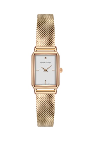 Stalen Quartz Horloge met Diamant - Roségoudkleurig