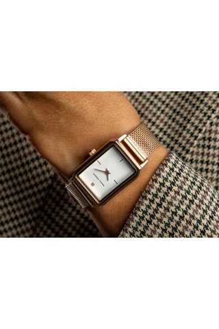 Stalen Quartz Horloge met Diamant - Roségoudkleurig