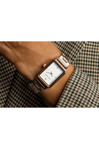 Stalen Quartz Horloge met Diamant - Roségoudkleurig