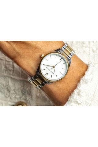 Stalen Quartz Horloge met Diamant - Goudkleurig en Zilverkleurig