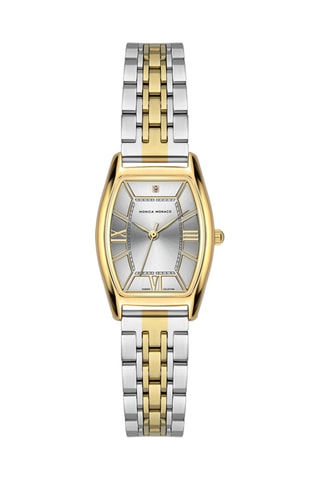 Stalen Quartz Horloge met Diamant - Goudkleurig en Zilverkleurig