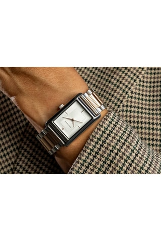 Stalen Quartz Horloge met Diamant - Roségoudkleurig en Zilverkleurig