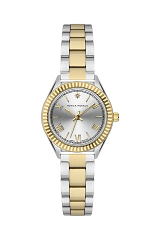 Stalen Quartz Horloge met Diamanten