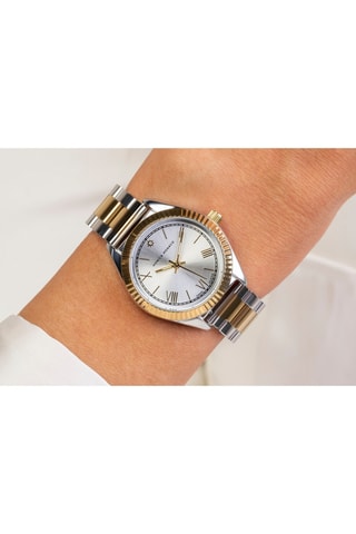 Stalen Quartz Horloge met Diamanten