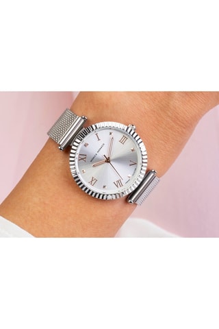 Stalen & Diamanten Quartz Horloge - Zilverkleurig - Monica Monaco