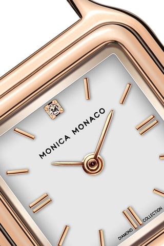 Leren Quartz Horloge met Diamant - Roségoudkleurig