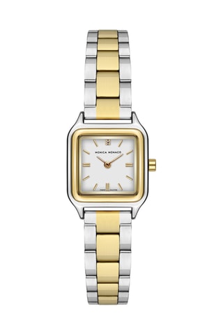 Stalen Quartz Horloge met Diamant - Goudkleurig en Zilverkleurig