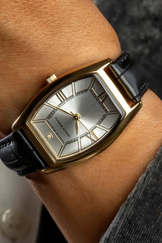 Leren Quartz Horloge met Diamant - Goudkleurig