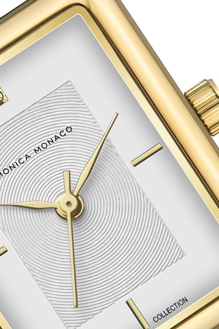 Stalen Quartz Horloge met Diamant - Goudkleurig en Wit