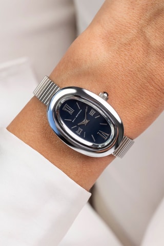 Stalen Quartz Horloge - Zilverkleurig en zwart - Emily Westwood