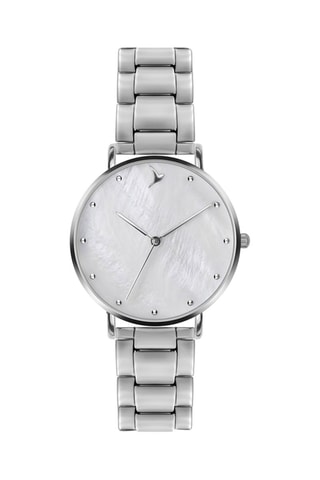 Stalen en Parelmoeren Quartz Horloge   Zilverkleurig - Emily Westwood
