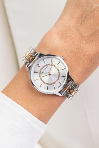Stalen Quartz Horloge met Diamant - Monica Monaco