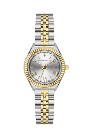 Stalen Quartz Horloge met Diamant - Monica Monaco