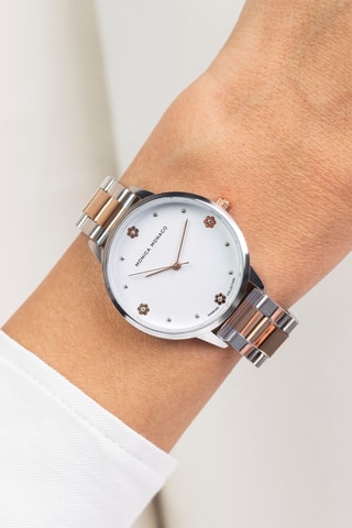 Stalen Quartz Horloge met Diamant - Monica Monaco