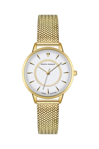 Stalen Quartz Horloge met Diamant - Monica Monaco