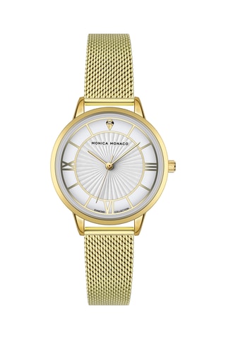 Stalen Quartz Horloge met Diamant - Monica Monaco