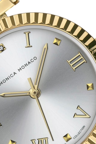 Stalen Quartz Horloge met Diamanten