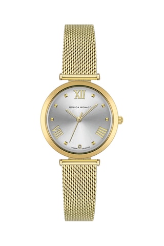 Stalen Quartz Horloge met Diamanten