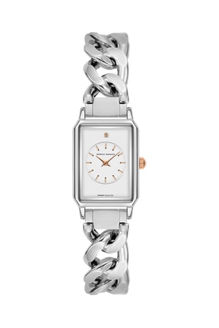 Stalen Quartz Horloge met Diamant - Zilverkleurig en Roségoudkleurig