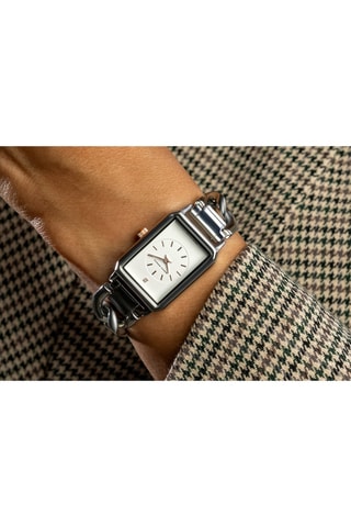 Stalen Quartz Horloge met Diamant - Zilverkleurig en Roségoudkleurig