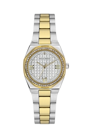 Stalen Quartz Horloge met Diamant - Zilverkleurig en Goudkleurig