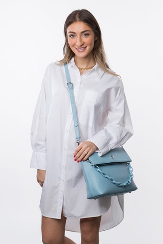 Sac bandoulière en croûte de cuir Vogue - Bleu