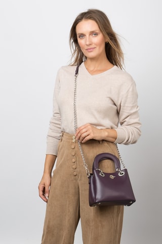 Sac à main en croûte de cuir Crepuscule - Violet