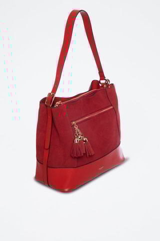 Sac porté épaule en croûte de cuir Cosmo - Rouge