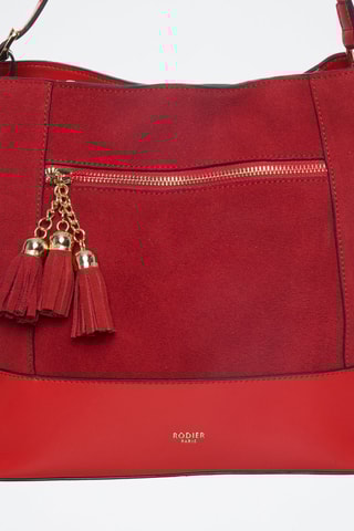Sac porté épaule en croûte de cuir Cosmo - Rouge